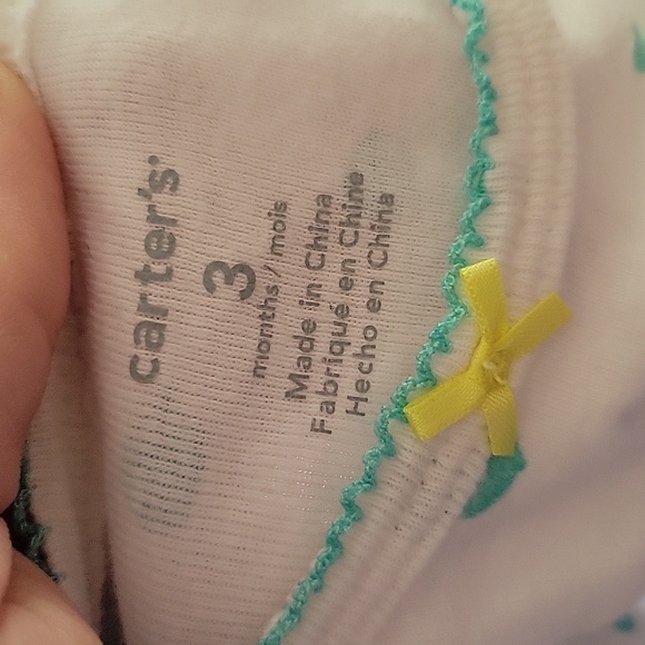 Carter's White & Teal Polka Dot Onesie 3M - Picture 5 of 5